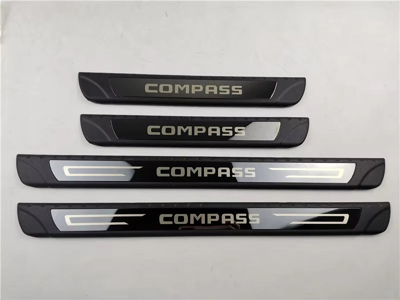 KIT 4 modanature battitacco pedane sottoporta in ABS acciaio per Jeep COMPASS