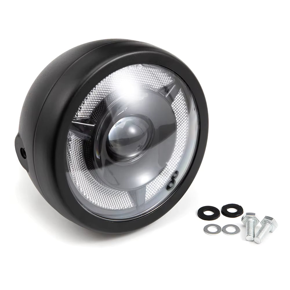 Faro Tondo Cafè Racer Moto Universale Led 165 Mm 6,5 Pollici Harley Yamaha