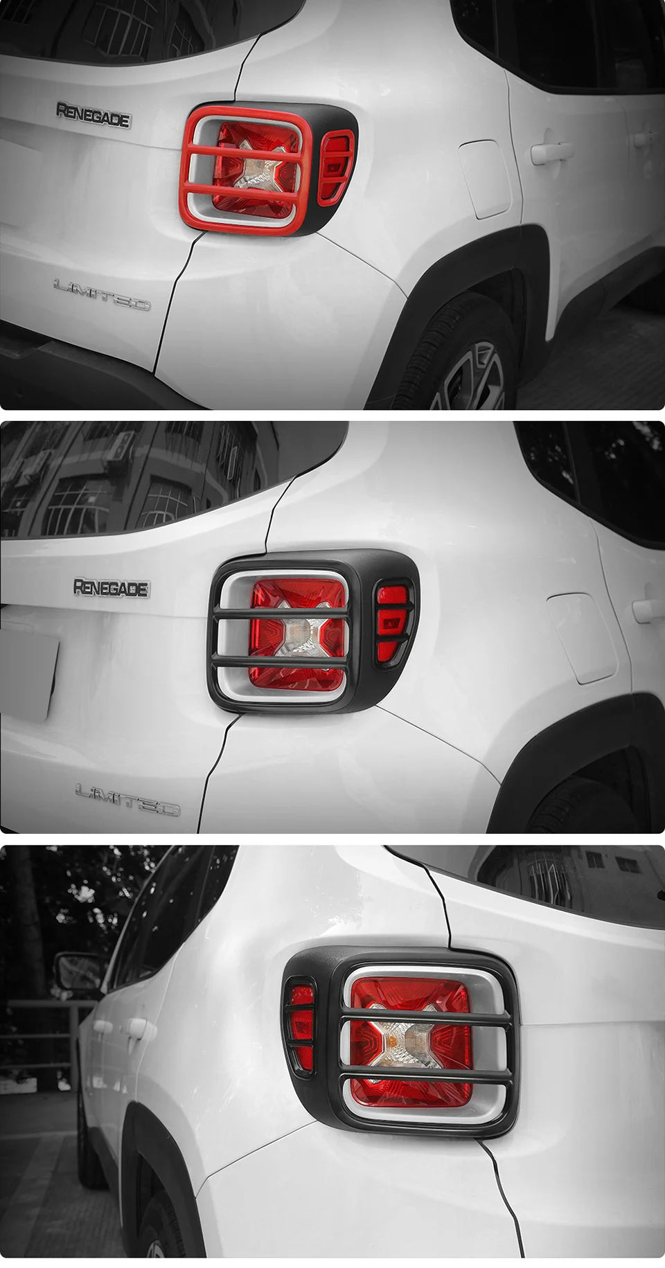 4 Griglie Copri Stop Fanali Posteriori Protezione Metallo Jeep Renegade