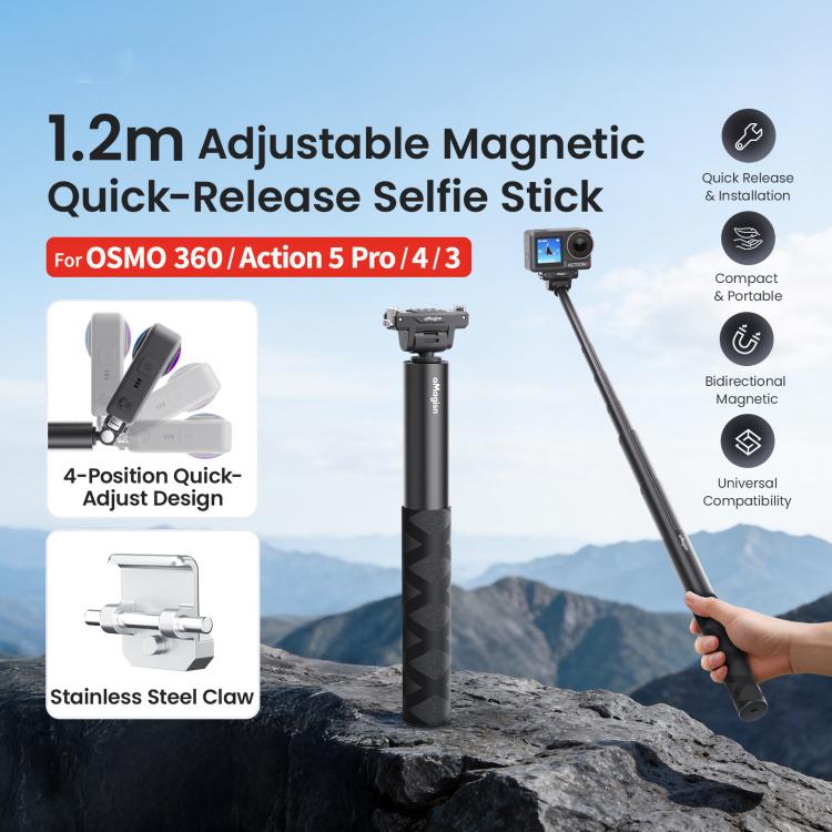 Selfie Stick Gimbal 120 Cm a Sgancio Rapido Per DJI Osmo 360 Action 5 Pro 4 3