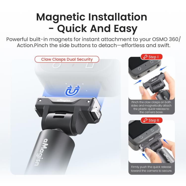 Selfie Stick Gimbal 120 Cm a Sgancio Rapido Per DJI Osmo 360 Action 5 Pro 4 3