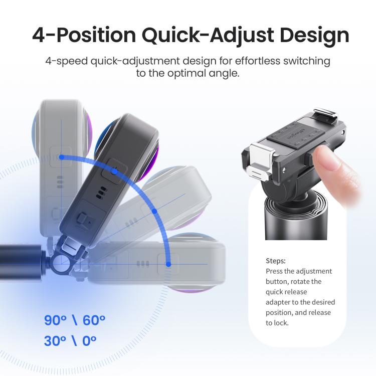 Selfie Stick Gimbal 120 Cm a Sgancio Rapido Per DJI Osmo 360 Action 5 Pro 4 3