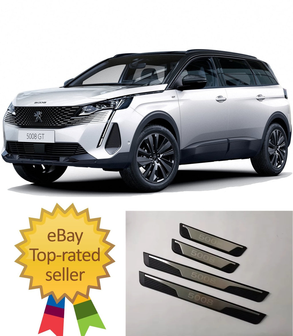 KIT 4 modanature battitacco pedane sottoporta in ABS acciaio per PEUGEOT 5008