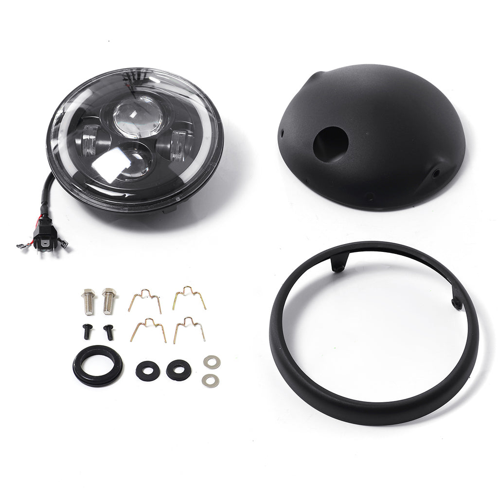 Faro Tondo Cafè Racer Per Yamaha Suzuki Guzzi Bmw Buell Led 190 Mm 7,5 Pollici