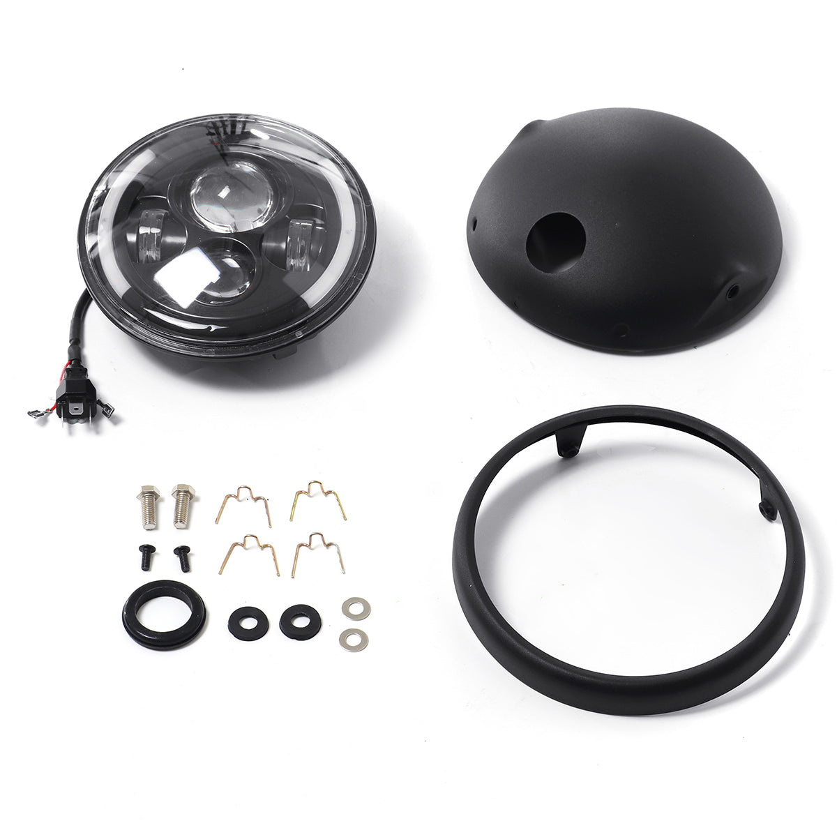 Faro Tondo Cafè Racer Per Yamaha Suzuki Guzzi Bmw Buell Led 190 Mm 7,5 Pollici