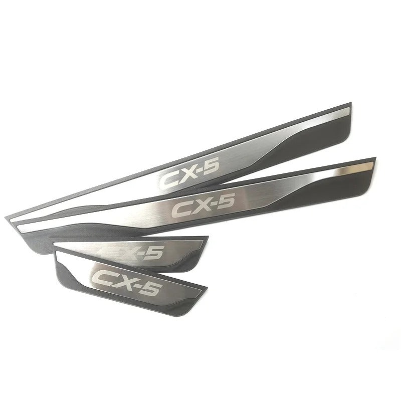 KIT 4 modanature battitacco pedane sottoporta in ABS acciaio per MAZDA CX-5 CX