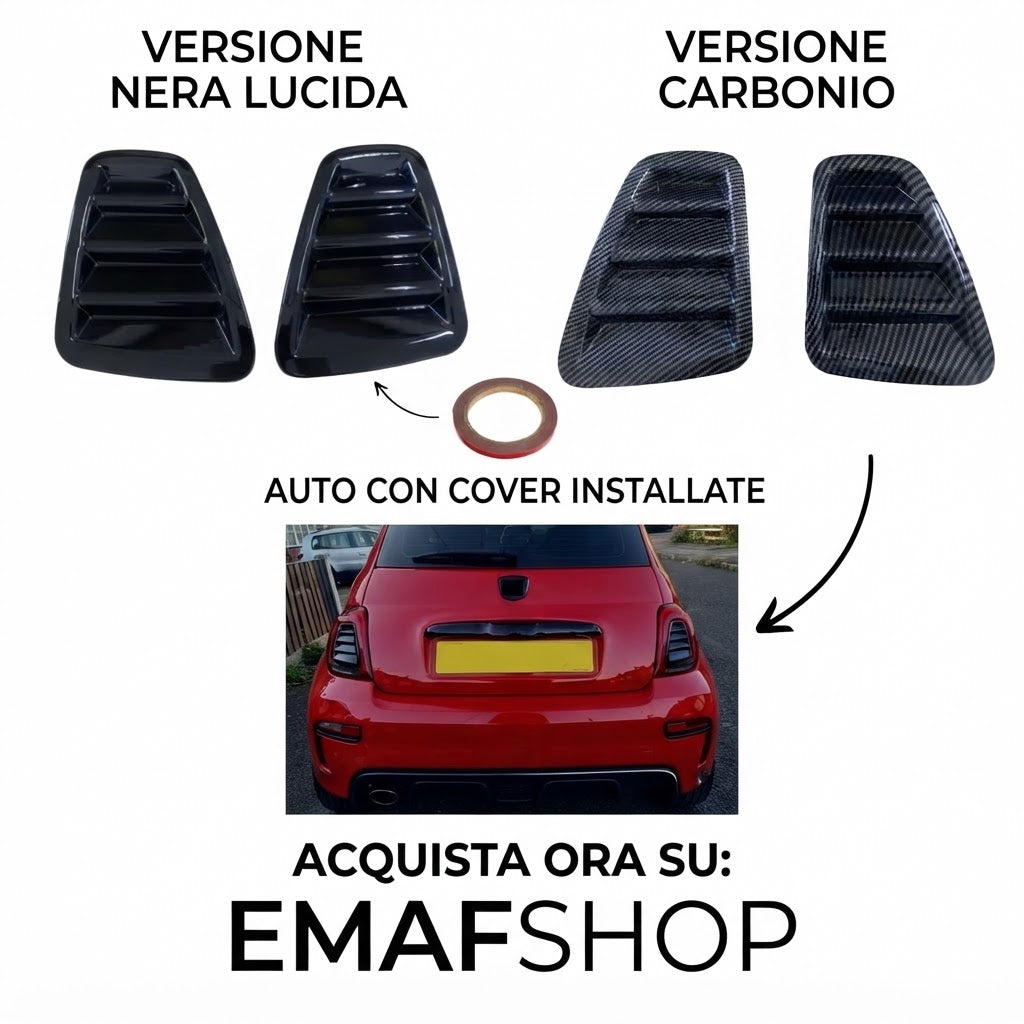 Coppia Cover Stop Posteriore Griglie Prese Aria Sx Dx Fiat 500 Abarth 595