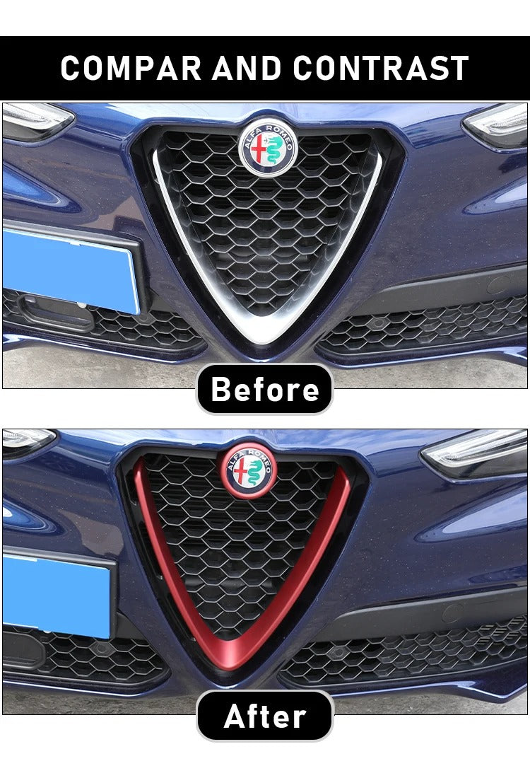 Cover griglia per Alfa Romeo STELVIO cornice V nero lucido o opaco BORDINO