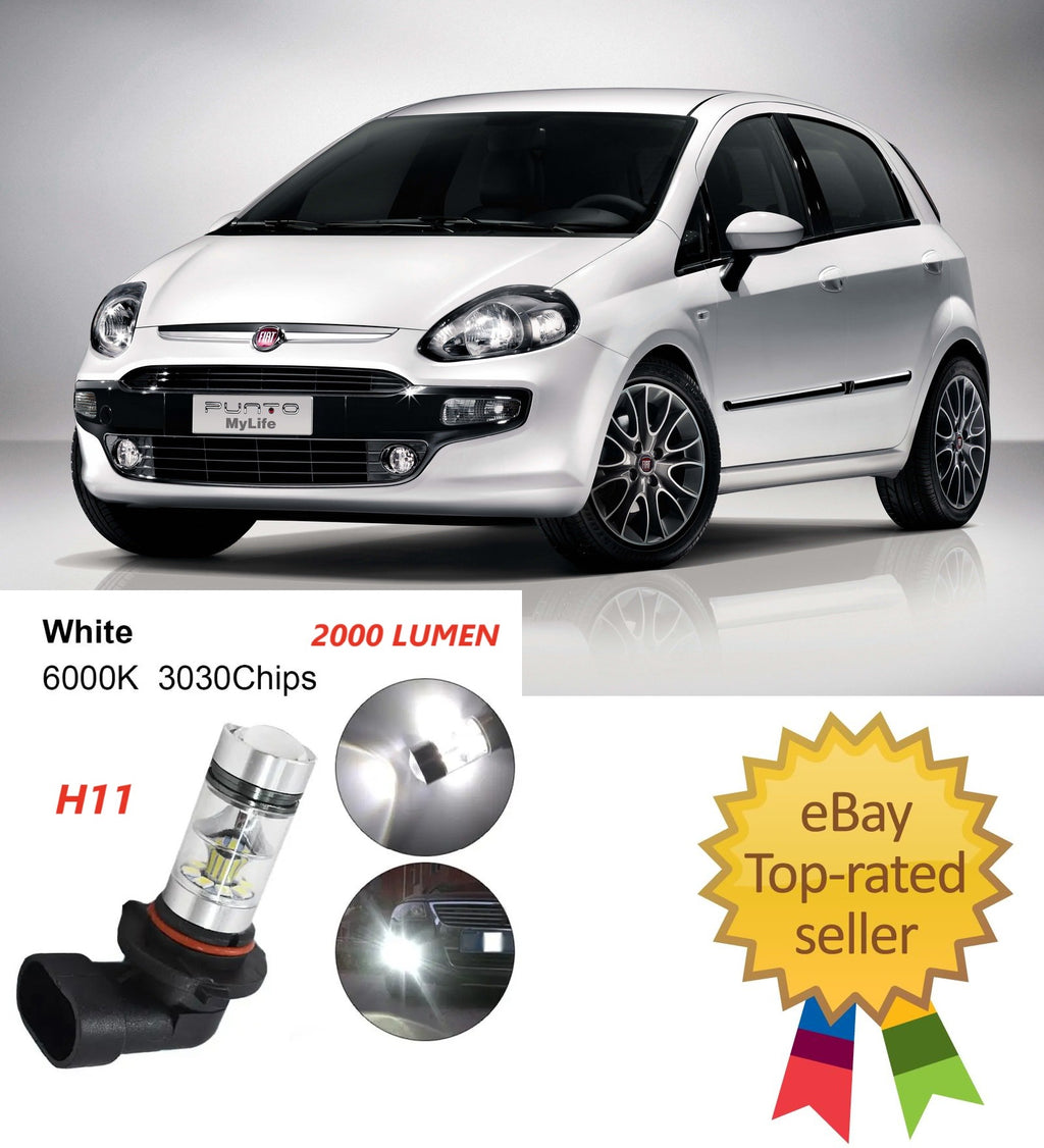 Coppia Lampade Fendinebbia H11 Led Canbus Per  FIAT PUNTO EVO 6000K Bianco Ghiaccio