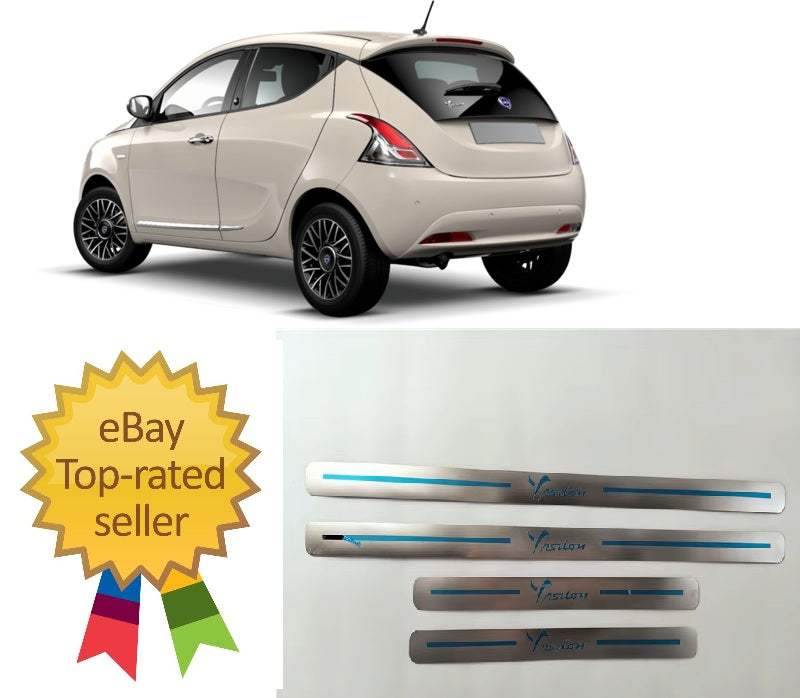 KIT 4 modanature battitacco listelli pedane sottoporta in metallo PER LANCIA YPSILON