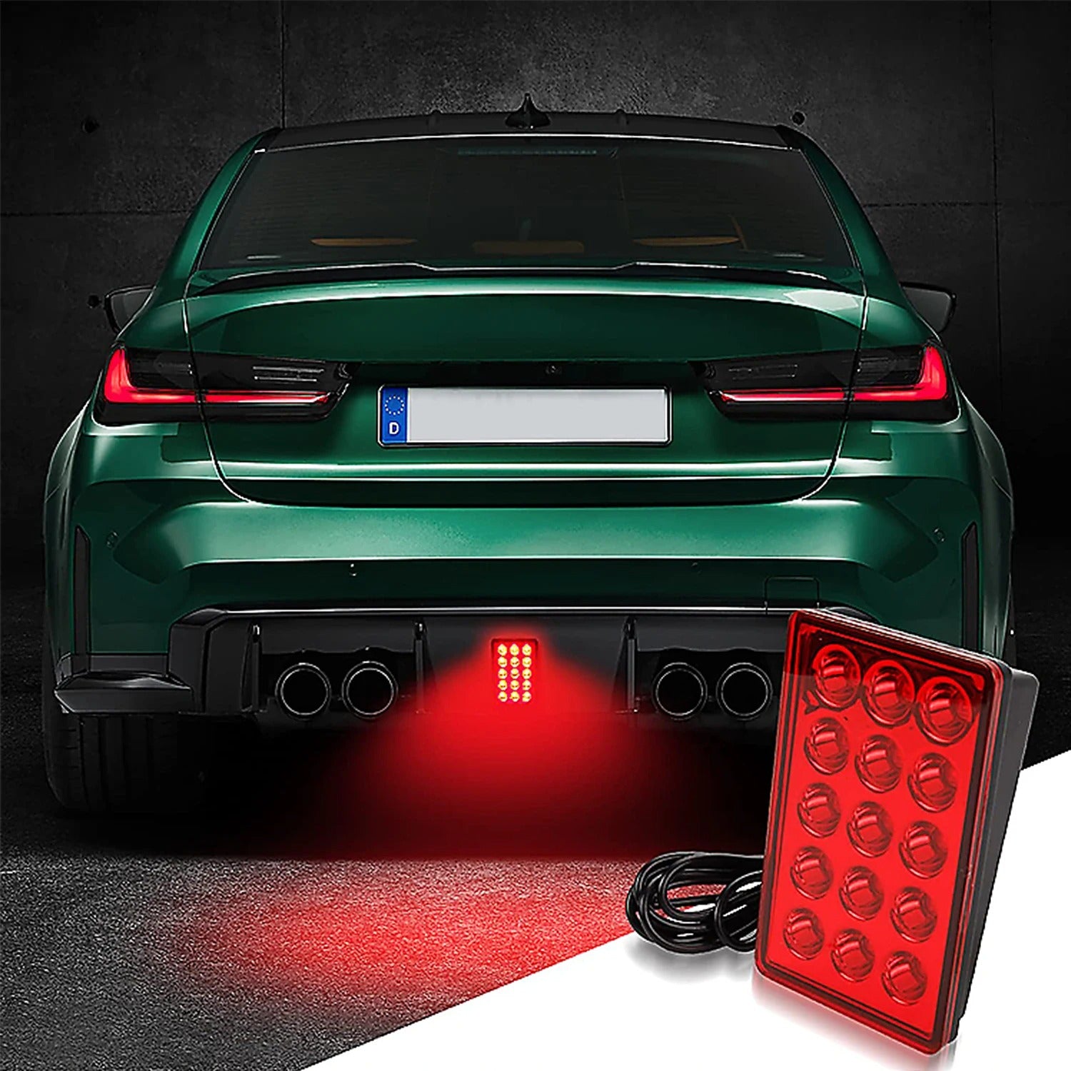 ✅✅ TERZO STOP LED LUCE PILOTA F1 STILE AUTO MOTO FLASH AUTOMATICO NERO ROSSO