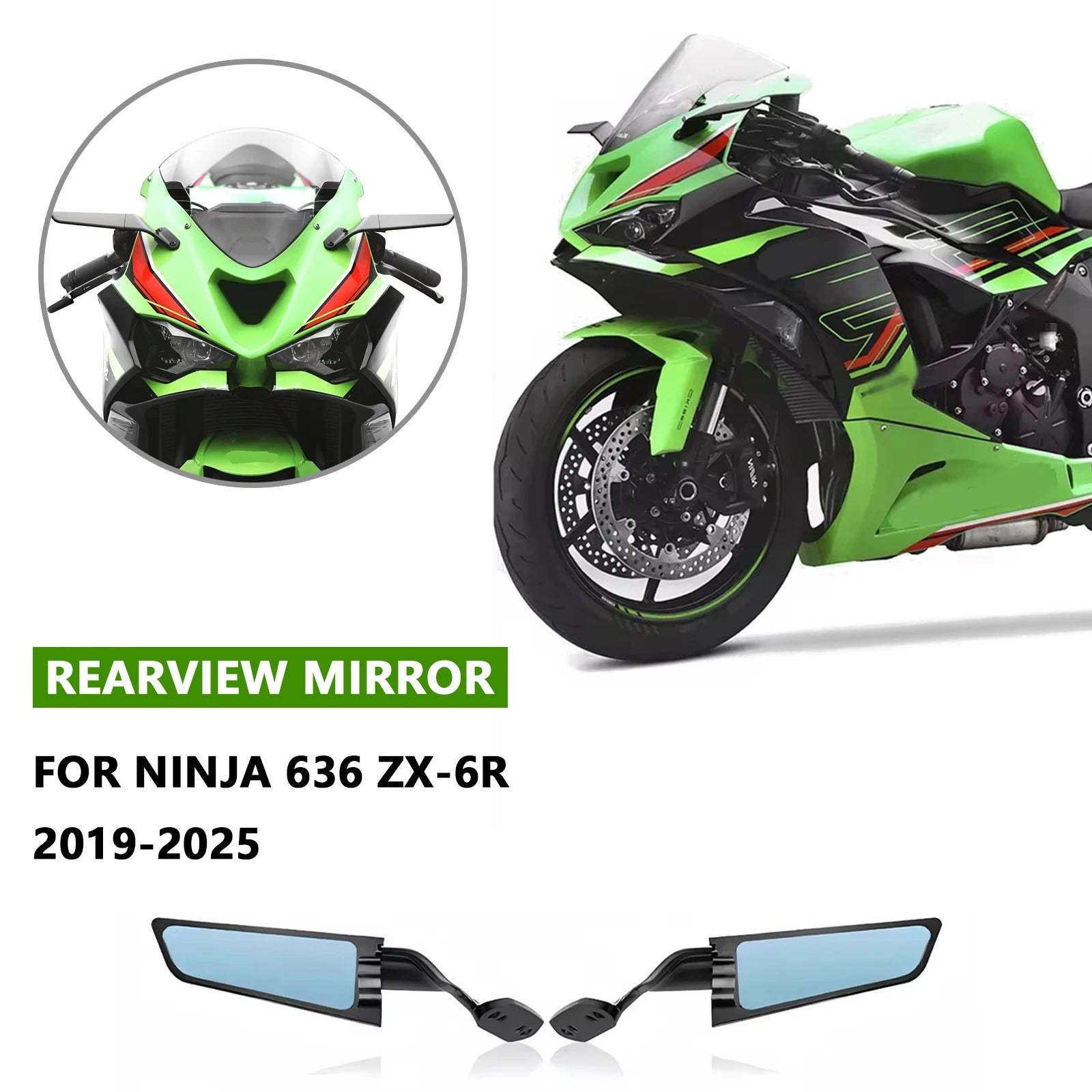 Per Ninja 636 ZX 6R zx6r 2019-2025 Specchietto retrovisore invisibile Winglets sportivi Specchietto retrovisore regolabile Accessori moto