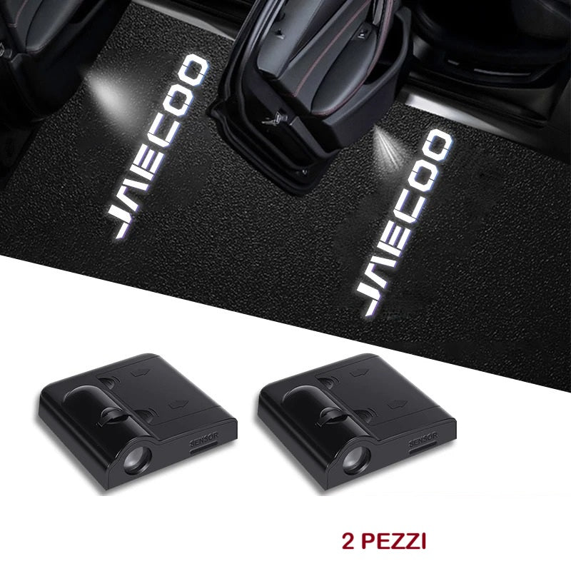 Led sottoporta sotto porta cortesia per tutte le auto con logo della propria auto a batterie e con sensore di apertura . Facili da montare