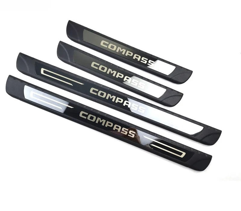 KIT 4 modanature battitacco pedane sottoporta in ABS acciaio per Jeep COMPASS