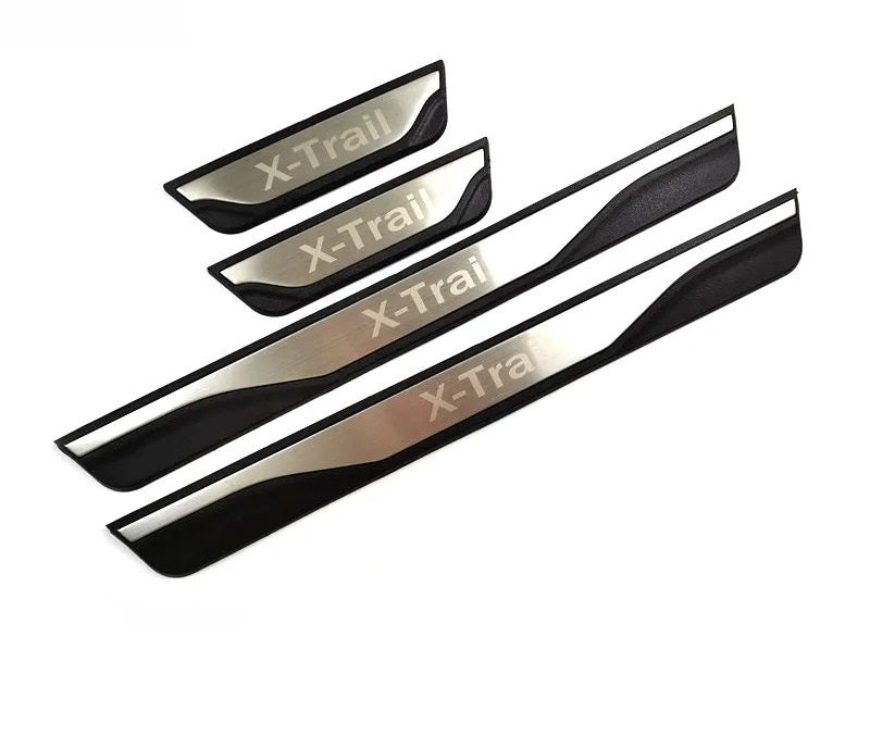 KIT 4 modanature battitacco pedane sottoporta in ABS acciaio per NISSAN X TRAIL