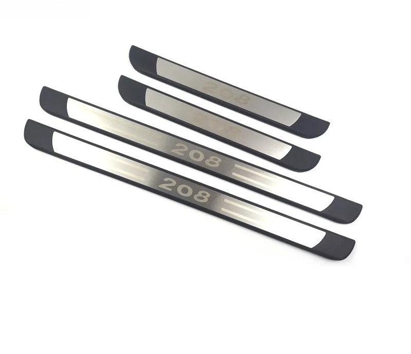 KIT 4 modanature battitacco pedane sottoporta in ABS acciaio per PEUGEOT 208