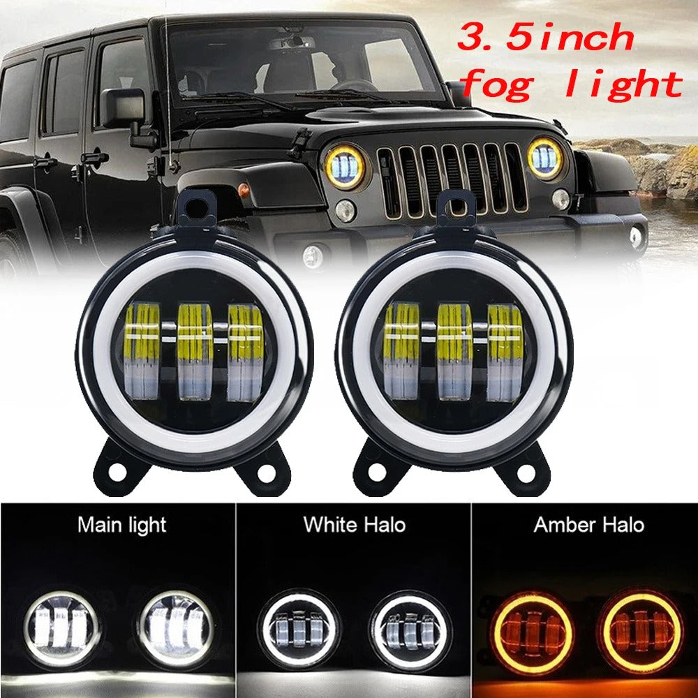 Coppia 2 Fendinebbia Led Angel Eye Per Tutte Le Auto A 3 Fori Di Fissaggio