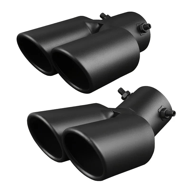Tubo Terminale Scarico Doppio Posteriore In Acciaio Nero Opaco da 63 mm