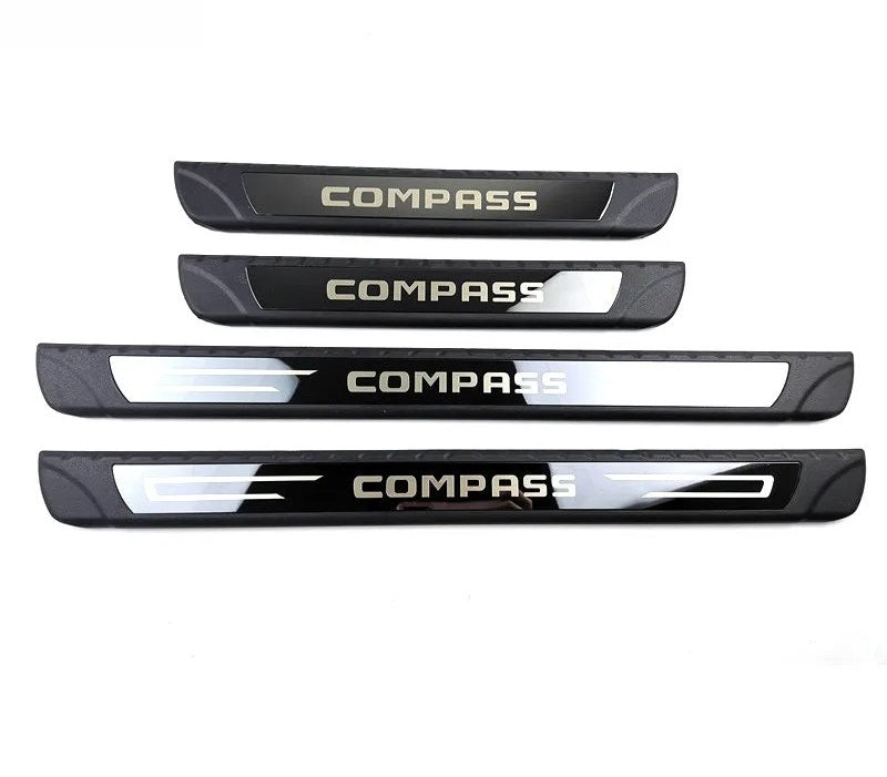 KIT 4 modanature battitacco pedane sottoporta in ABS acciaio per Jeep COMPASS