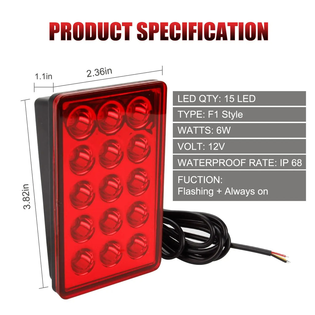 ✅✅ TERZO STOP LED LUCE PILOTA F1 STILE AUTO MOTO FLASH AUTOMATICO NERO ROSSO