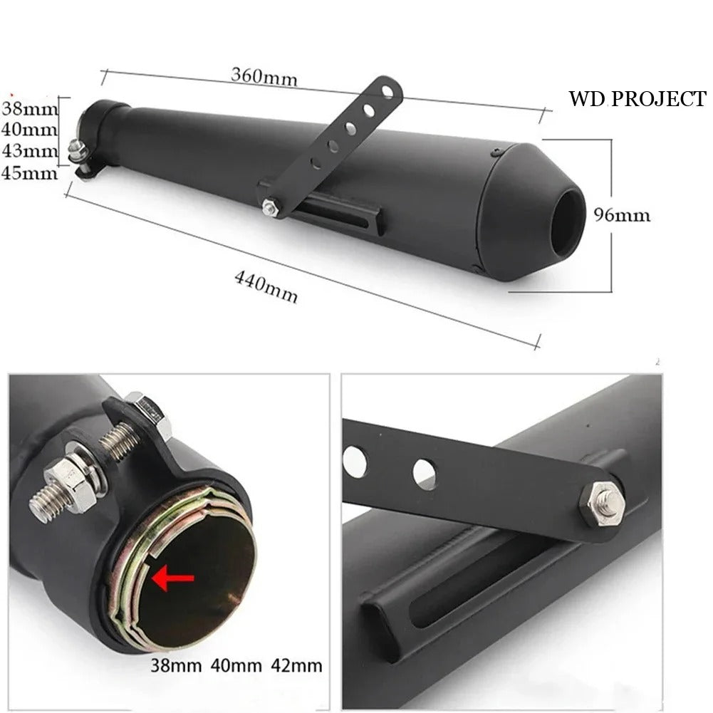 Marmitta MEGATON Universale Moto Cafe Racer Scrambler Terminale DI SCARICO