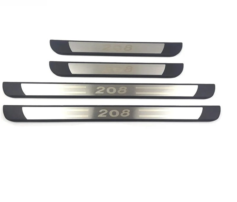 KIT 4 modanature battitacco pedane sottoporta in ABS acciaio per PEUGEOT 208