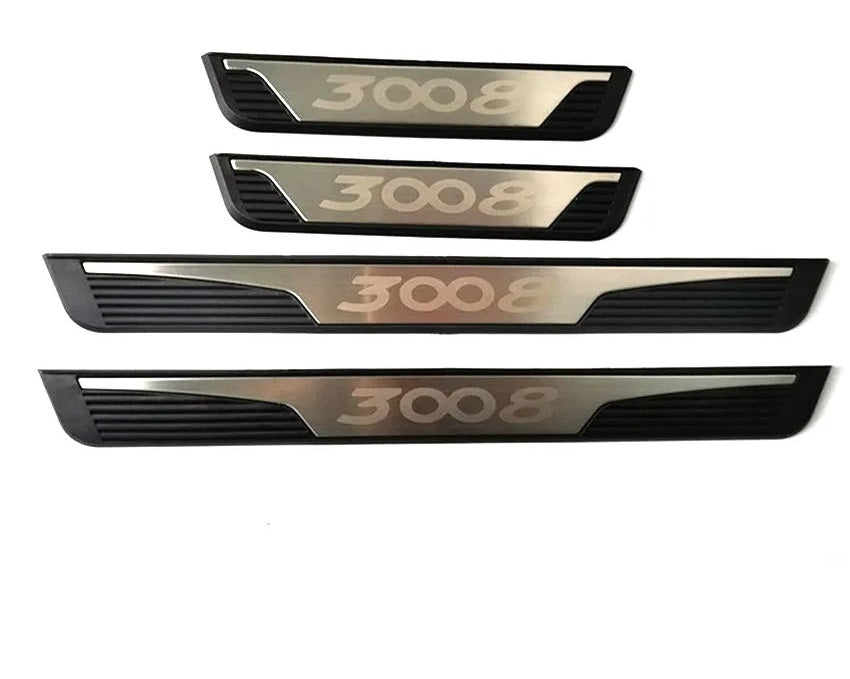 KIT 4 modanature battitacco pedane sottoporta in ABS acciaio per PEUGEOT 3008