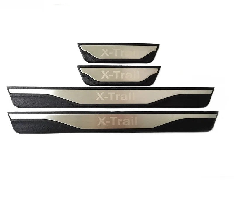 KIT 4 modanature battitacco pedane sottoporta in ABS acciaio per NISSAN X TRAIL
