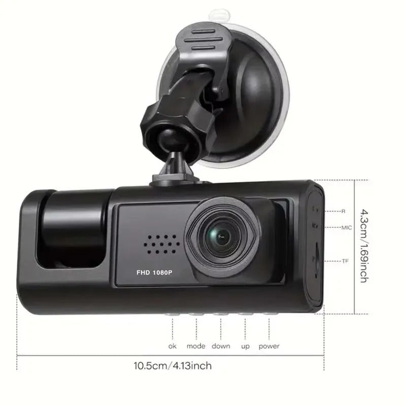 Dash Cam doppia fotocamera 1080P per auto, anteriore e interna, telecamera per auto con visione notturna IR, registrazione in loop, DVR per auto grandangolare