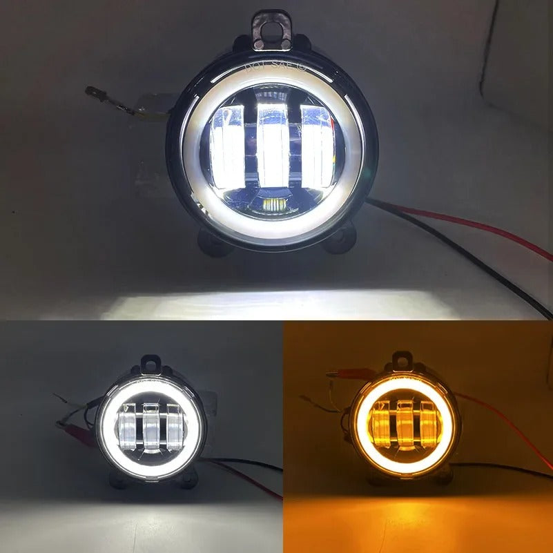 Coppia 2 Fendinebbia Led Angel Eye Per Tutte Le Auto A 3 Fori Di Fissaggio
