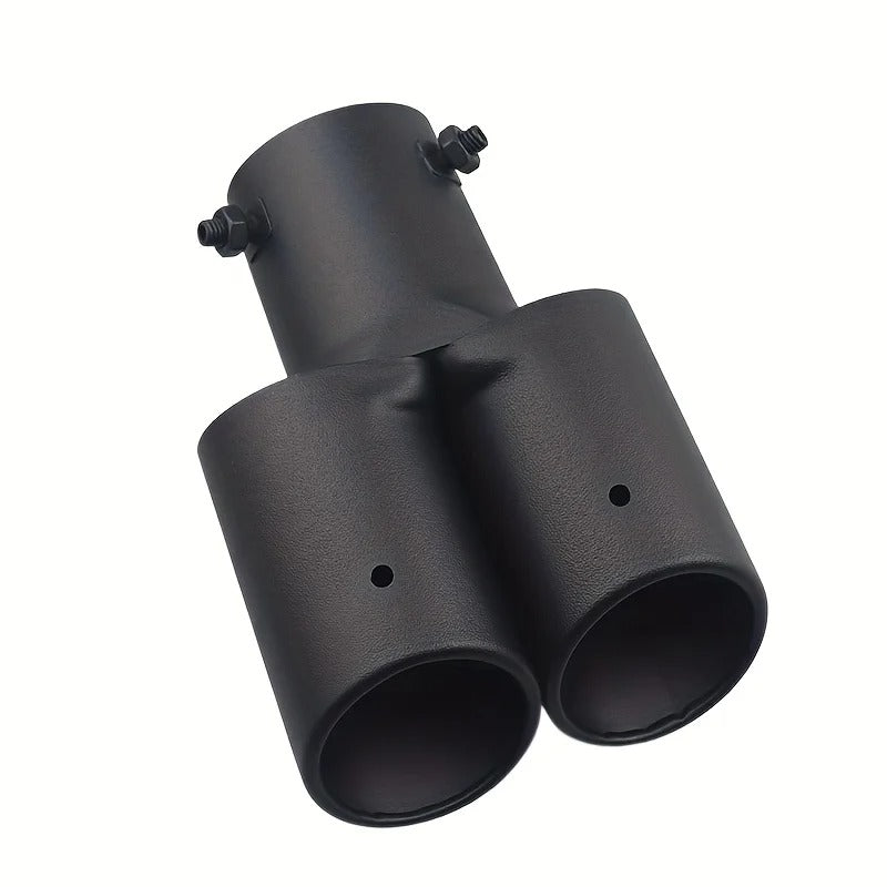 Tubo Terminale Scarico Doppio Posteriore In Acciaio Nero Opaco da 63 mm