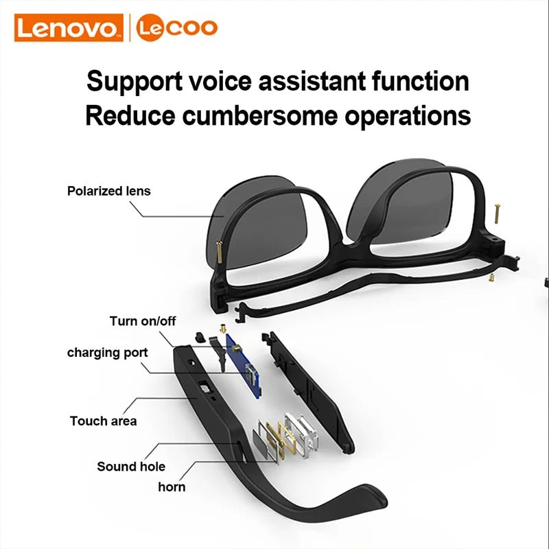 Occhiali da sole smart Lenovo Lecoo C8 Wireless bluetooth auricolari e microfono. Ideali per ascoltare musica e rispondere alle telefonate