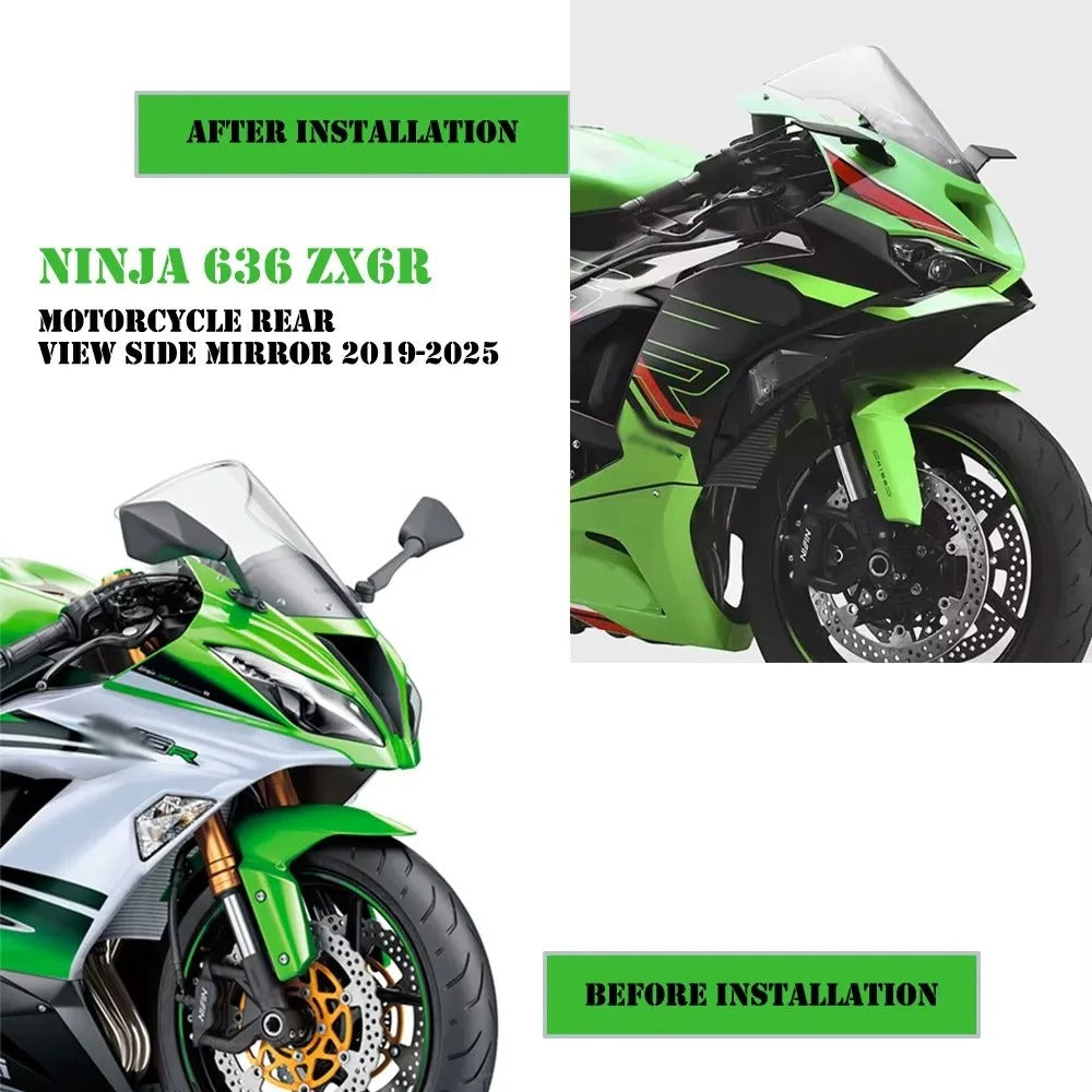 Per Ninja 636 ZX 6R zx6r 2019-2025 Specchietto retrovisore invisibile Winglets sportivi Specchietto retrovisore regolabile Accessori moto