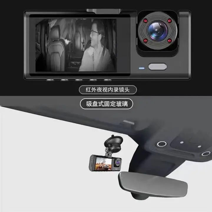 Dash Cam doppia fotocamera 1080P per auto, anteriore e interna, telecamera per auto con visione notturna IR, registrazione in loop, DVR per auto grandangolare