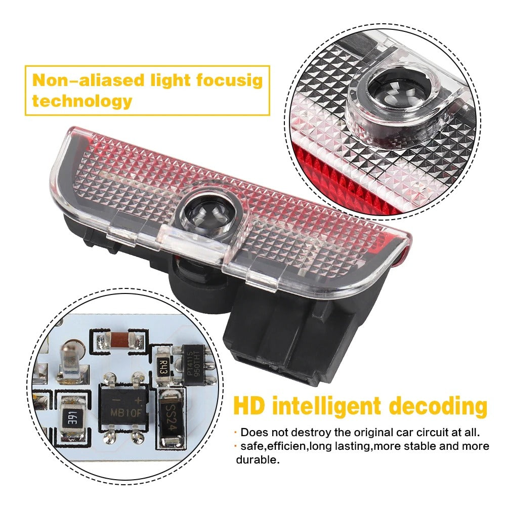 2 Led Sottoporta VW Touareg Golf Jetta R Passat Decorazione Auto Lampada Porta Interni Lampadine