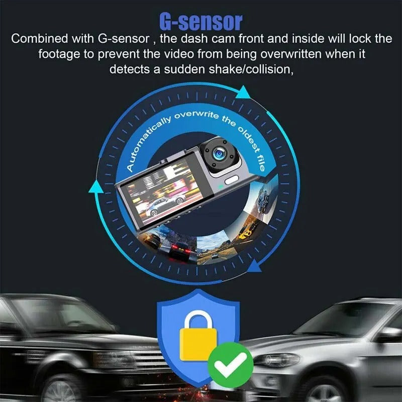 Dash Cam doppia fotocamera 1080P per auto, anteriore e interna, telecamera per auto con visione notturna IR, registrazione in loop, DVR per auto grandangolare