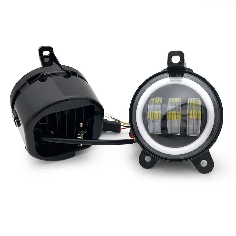 Coppia 2 Fendinebbia Led Angel Eye Per Tutte Le Auto A 3 Fori Di Fissaggio