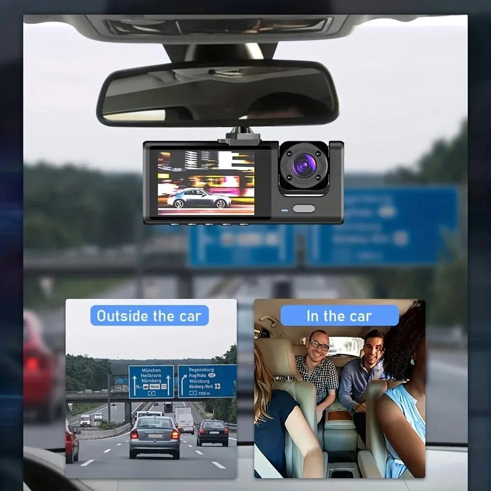 Dash Cam doppia fotocamera 1080P per auto, anteriore e interna, telecamera per auto con visione notturna IR, registrazione in loop, DVR per auto grandangolare