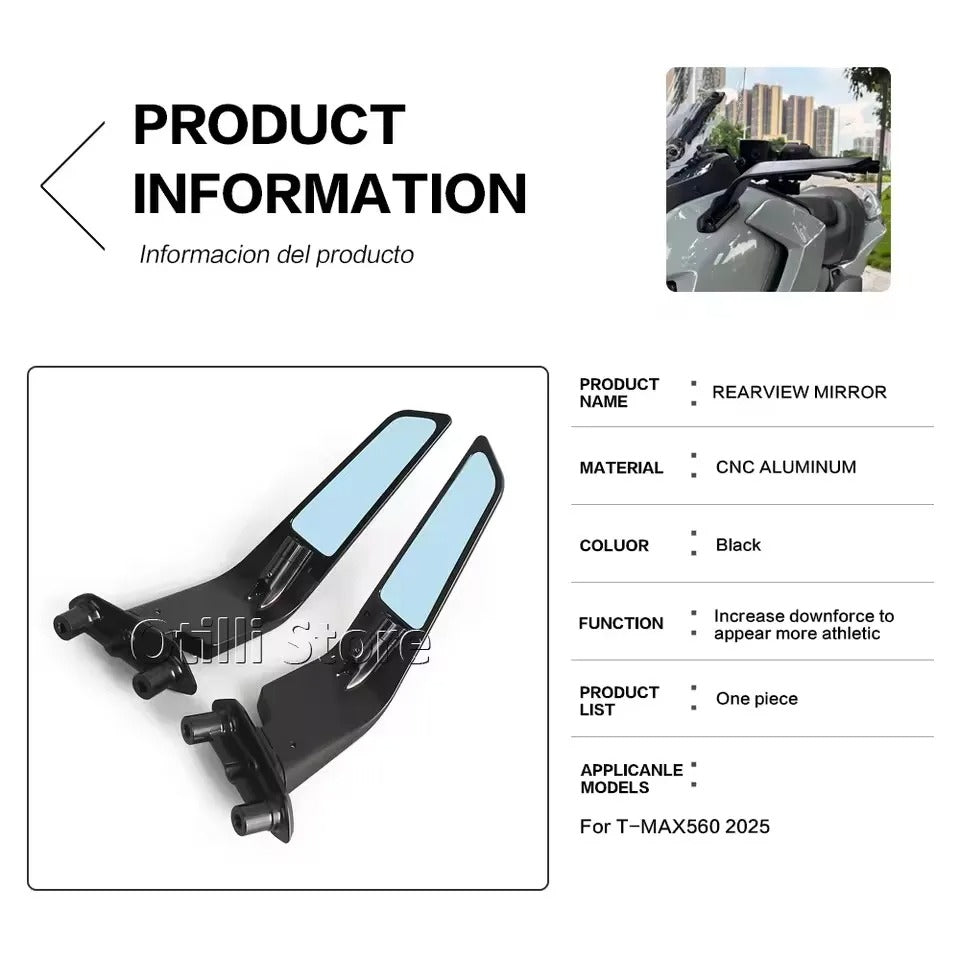 Specchietti ala a lama carena stealth per YAMAHA TMAX T MAX 2025 2026