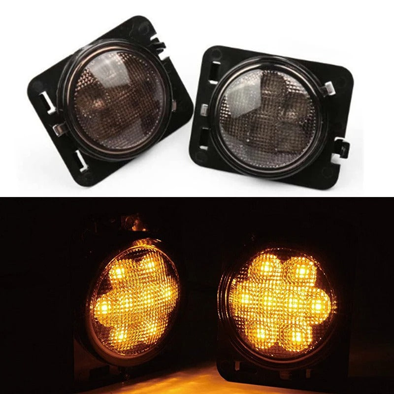 ✅ KIT 4 Frecce LED Indicatore DIREZIONE Lente Fume Per JEEP Wrangler JK ANGEL