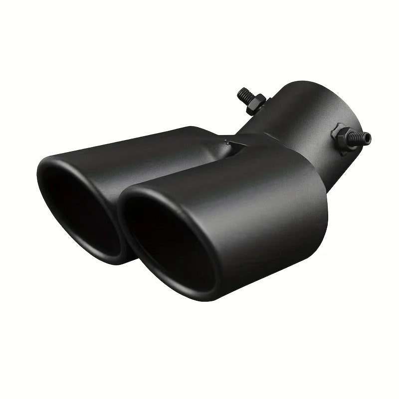 Tubo Terminale Scarico Doppio Posteriore In Acciaio Nero Opaco da 63 mm