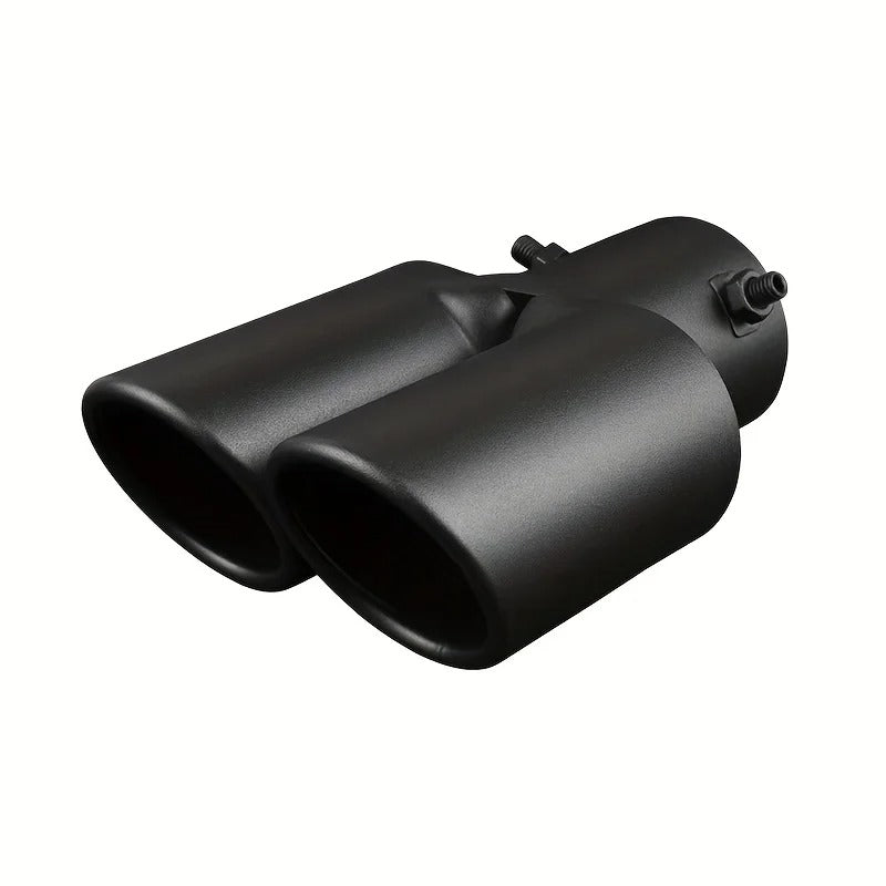 Tubo Terminale Scarico Doppio Posteriore In Acciaio Nero Opaco da 63 mm