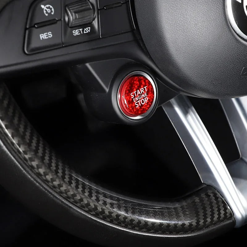 Cover vera fibra di carbonio alfa romeo 159 STELVIO button bottone AVVIO START