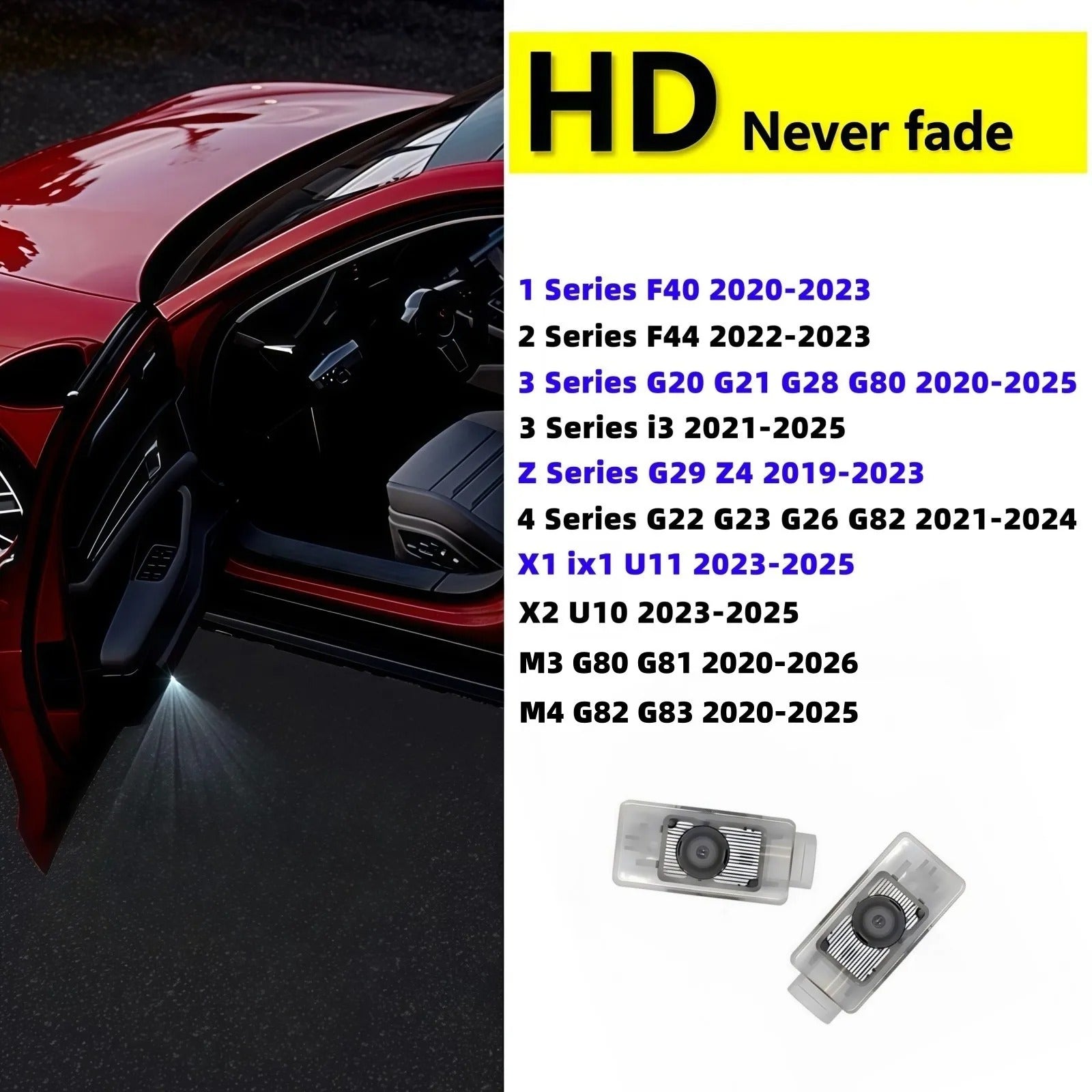 2 pezzi LED Sotto porta auto proiettore luce con Logo per BMW 1 2 3 X1 ix1 X2 Z serie i3 G20 G21 G22 G23 G26 F40 F44 U10 U11 G29 M3 G80 M4 G82