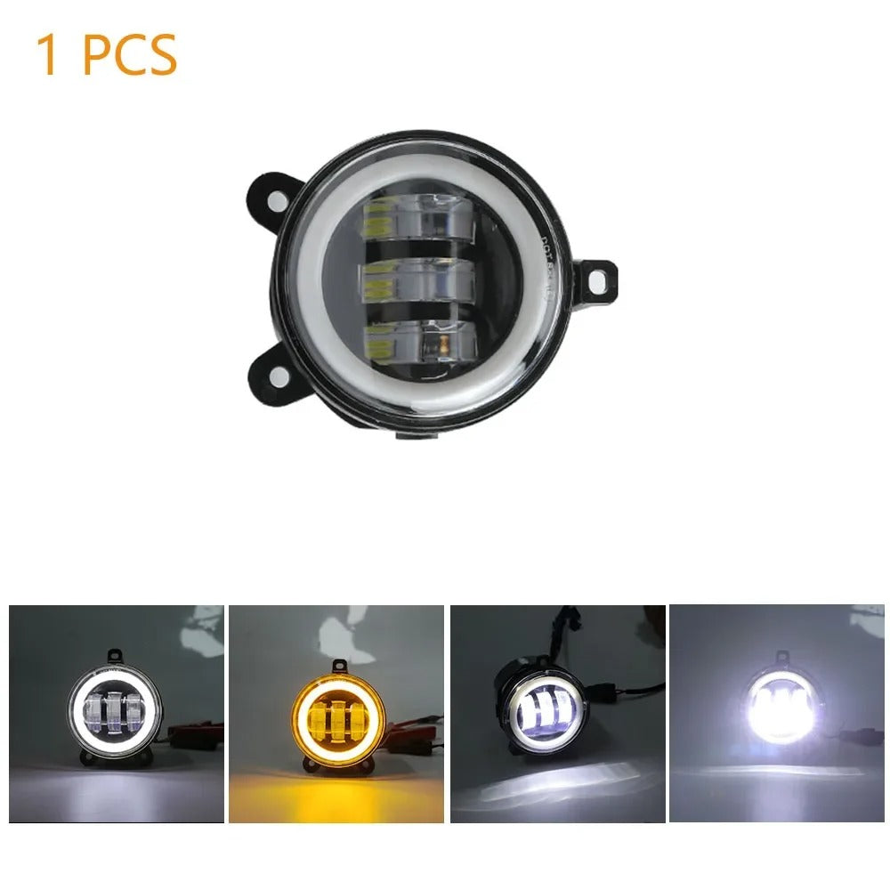 Coppia 2 Fendinebbia Led Angel Eye Per Tutte Le Auto A 3 Fori Di Fissaggio