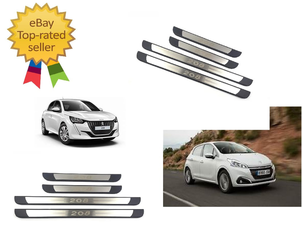KIT 4 modanature battitacco pedane sottoporta in ABS acciaio per PEUGEOT 208