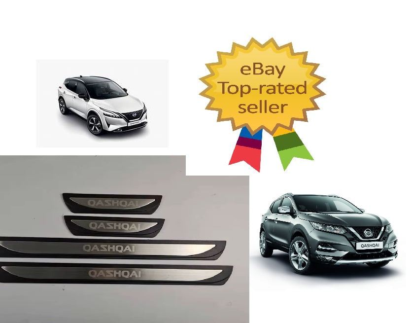 KIT 4 modanature battitacco pedane sottoporta in ABS acciaio per NISSAN Qashqai